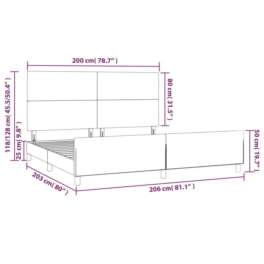 Cadre de lit sans matelas cappuccino 200x200 cm similicuir - 14
