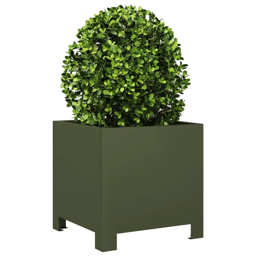 Jardinières 2 pcs vert olive 30x30x30 cm acier - 4