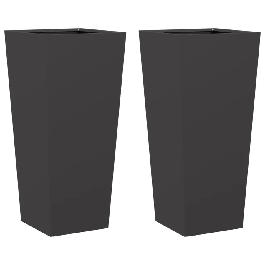 Jardinières 2 pcs noir 35x35x75 cm acier - 2