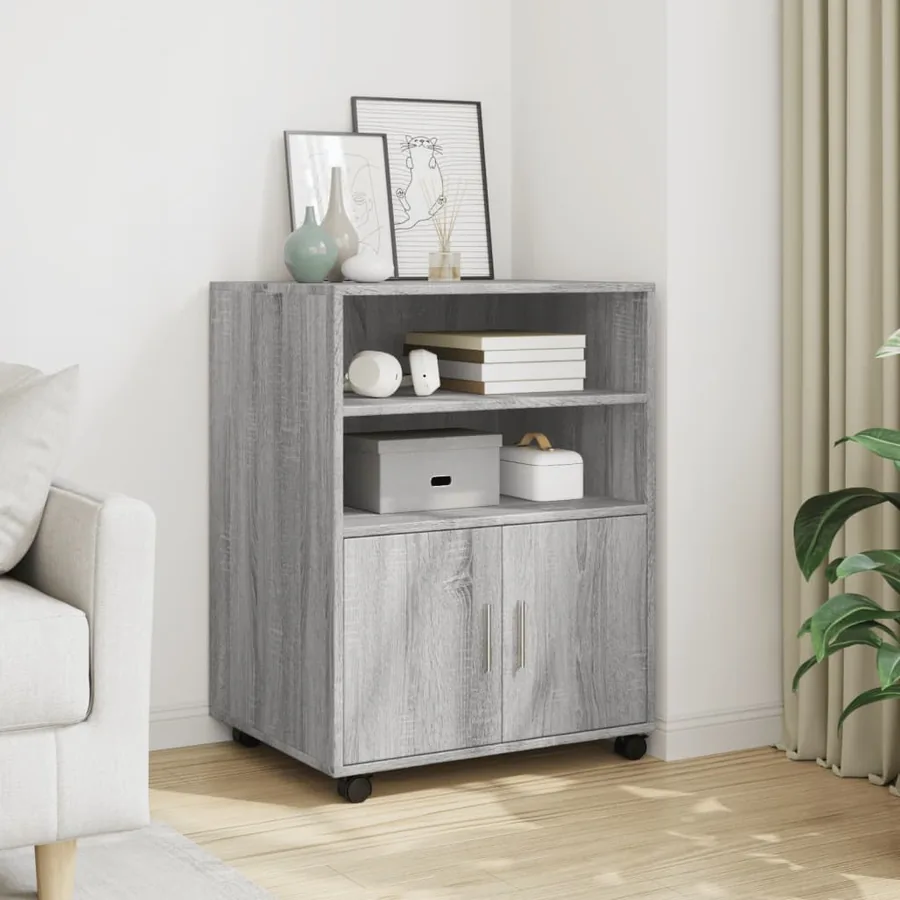 Armoire à roulettes sonoma gris 60x48x81 cm bois d'ingénierie