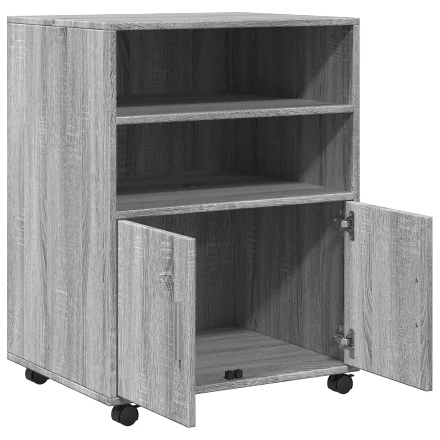Armoire à roulettes sonoma gris 60x48x81 cm bois d'ingénierie - 7