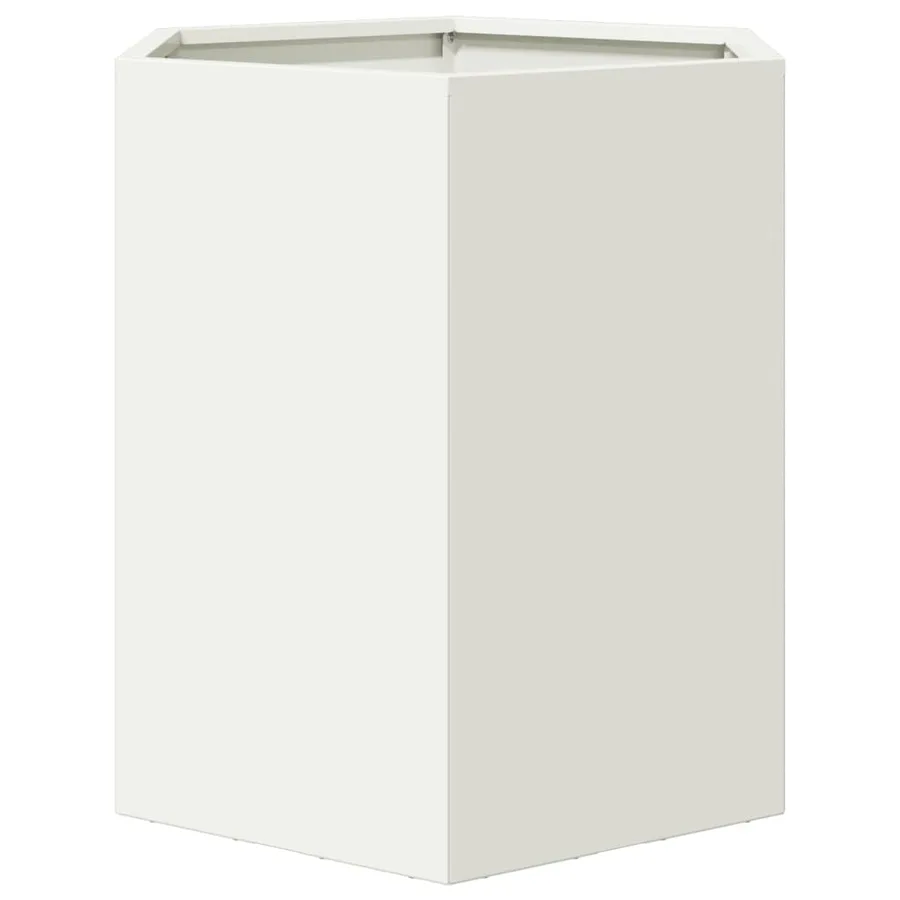 Jardinière blanc hexagone 46x40x45 cm acier - 4