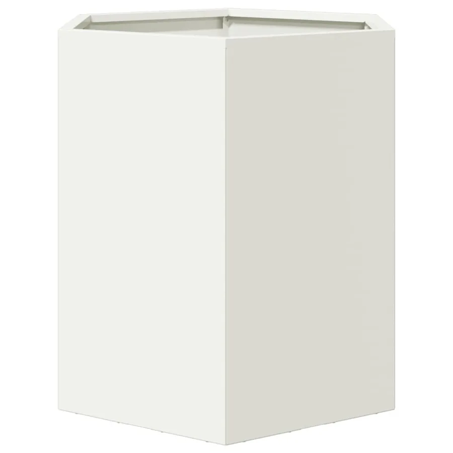 Jardinière blanc hexagone 46x40x45 cm acier - 5
