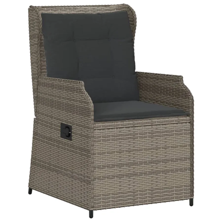 Salon de jardin 5 pcs avec coussins Gris Résine tressée - 6