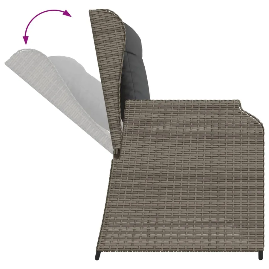 Salon de jardin 5 pcs avec coussins Gris Résine tressée - 7