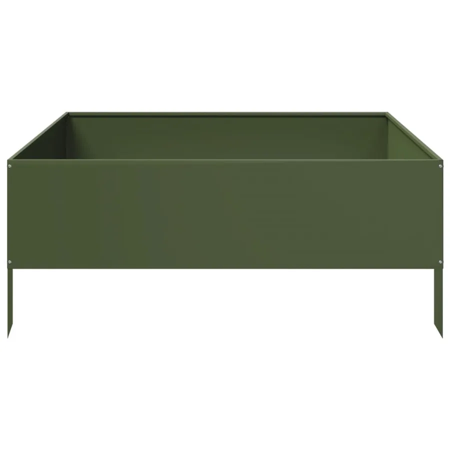 Lit surélevé de jardin vert olive 100x100x41 cm acier - 4