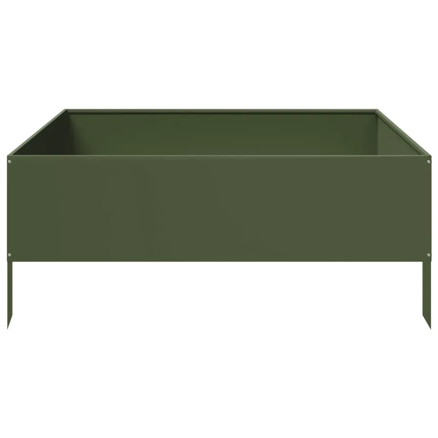 Lit surélevé de jardin vert olive 100x100x41 cm acier - 5