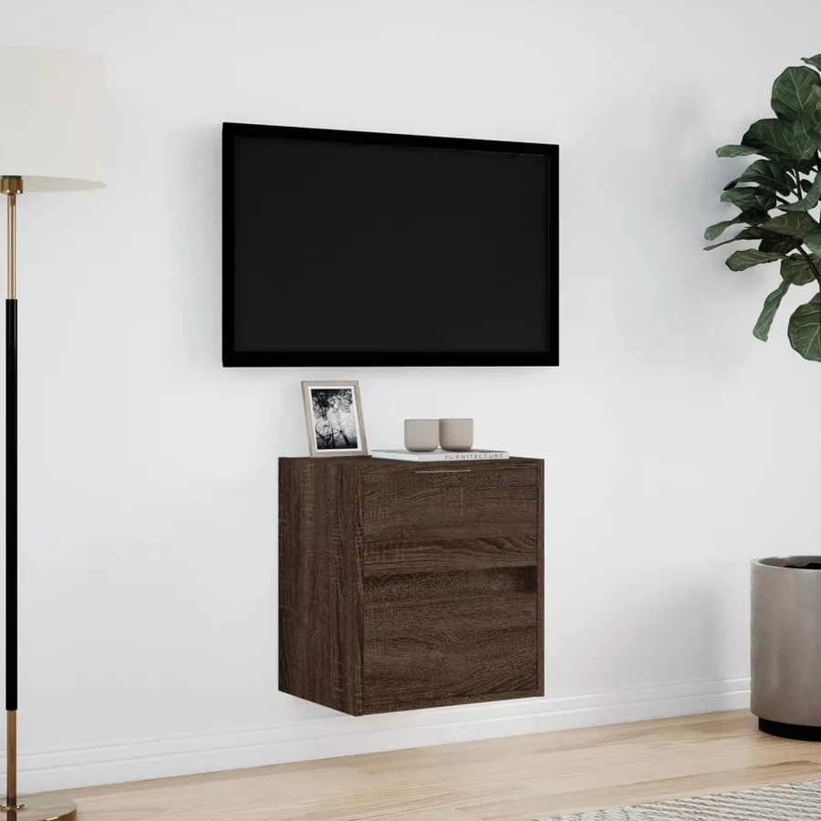 Meuble TV mural avec lumières LED chêne marron 41x31x45 cm - 4