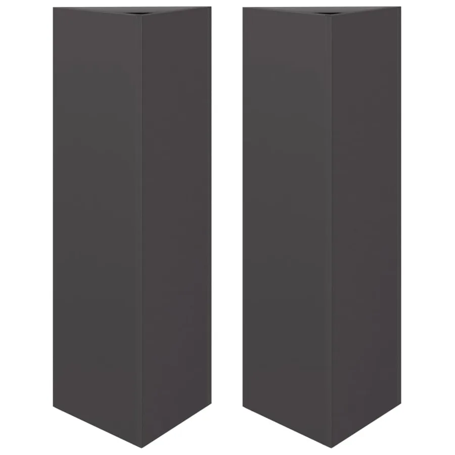 Jardinières 2 pcs noir triangulaire 30x26x75 cm acier - 2