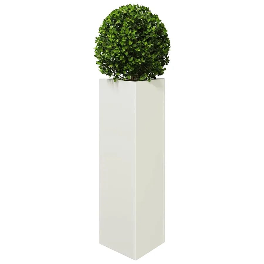 Jardinières 2 pcs blanc triangulaire 30x26x75 cm acier - 4