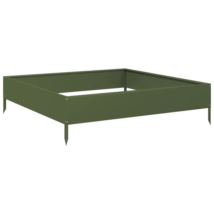 Lit surélevé de jardin vert olive 100x100x26 cm acier - 2