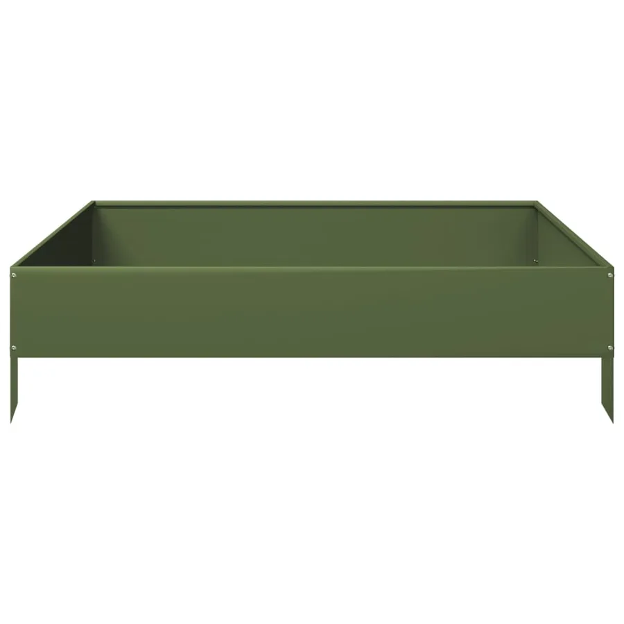 Lit surélevé de jardin vert olive 100x100x26 cm acier - 5