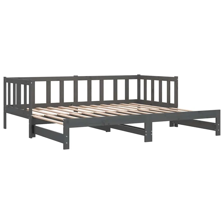 Lit coulissant sans matelas gris 2x(90x190) cm - 11