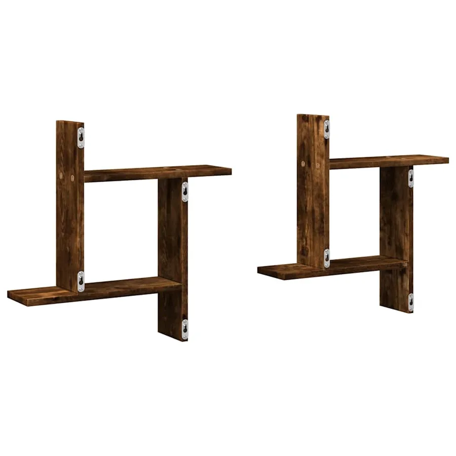 Étagères murales 2 pcs chêne fumé 50x12x50 cm Bois d'ingénierie - 7