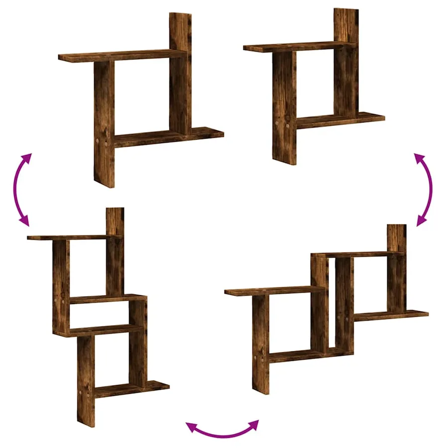 Étagères murales 2 pcs chêne fumé 50x12x50 cm Bois d'ingénierie - 8
