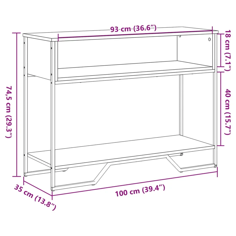 Table console sonoma gris 100x35x74,5 cm bois d'ingénierie - 9
