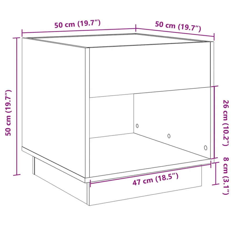 Table de chevet avec LED infini blanc 50x50x50 cm - 13