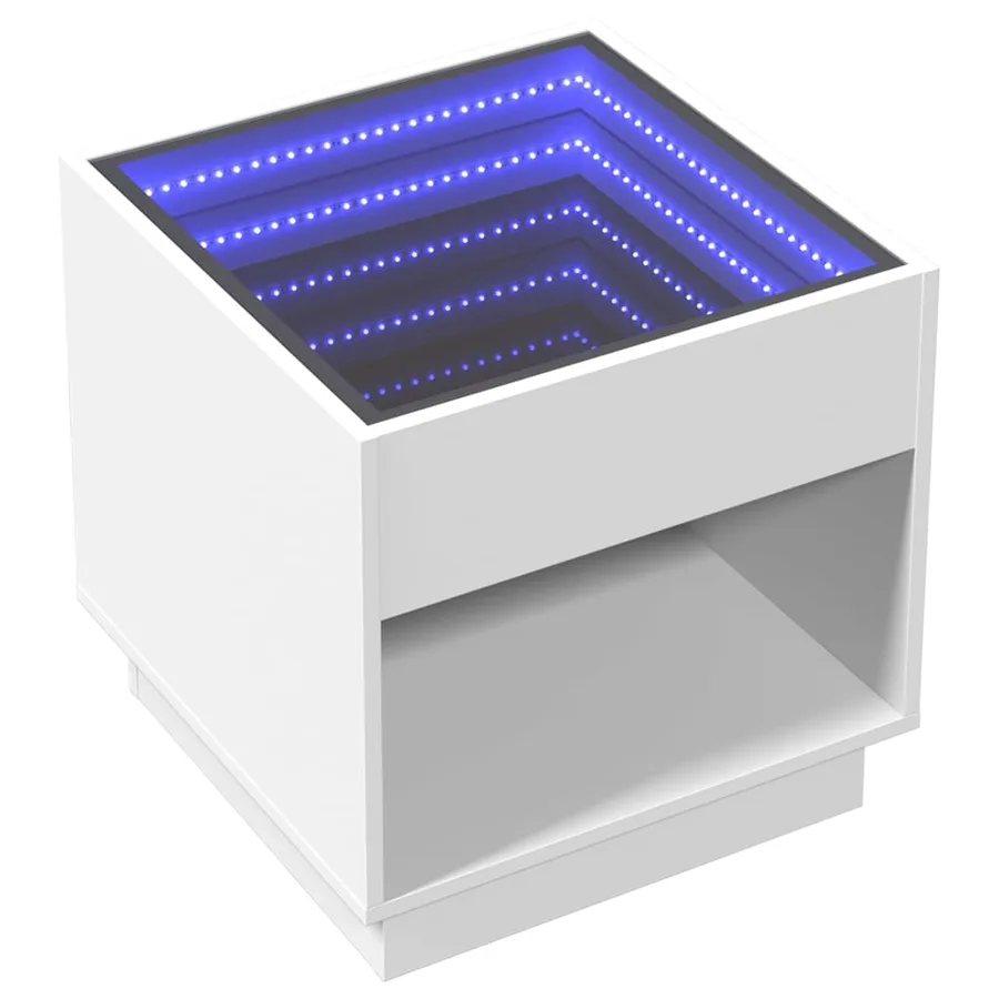 Table de chevet avec LED infini blanc 50x50x50 cm - 3
