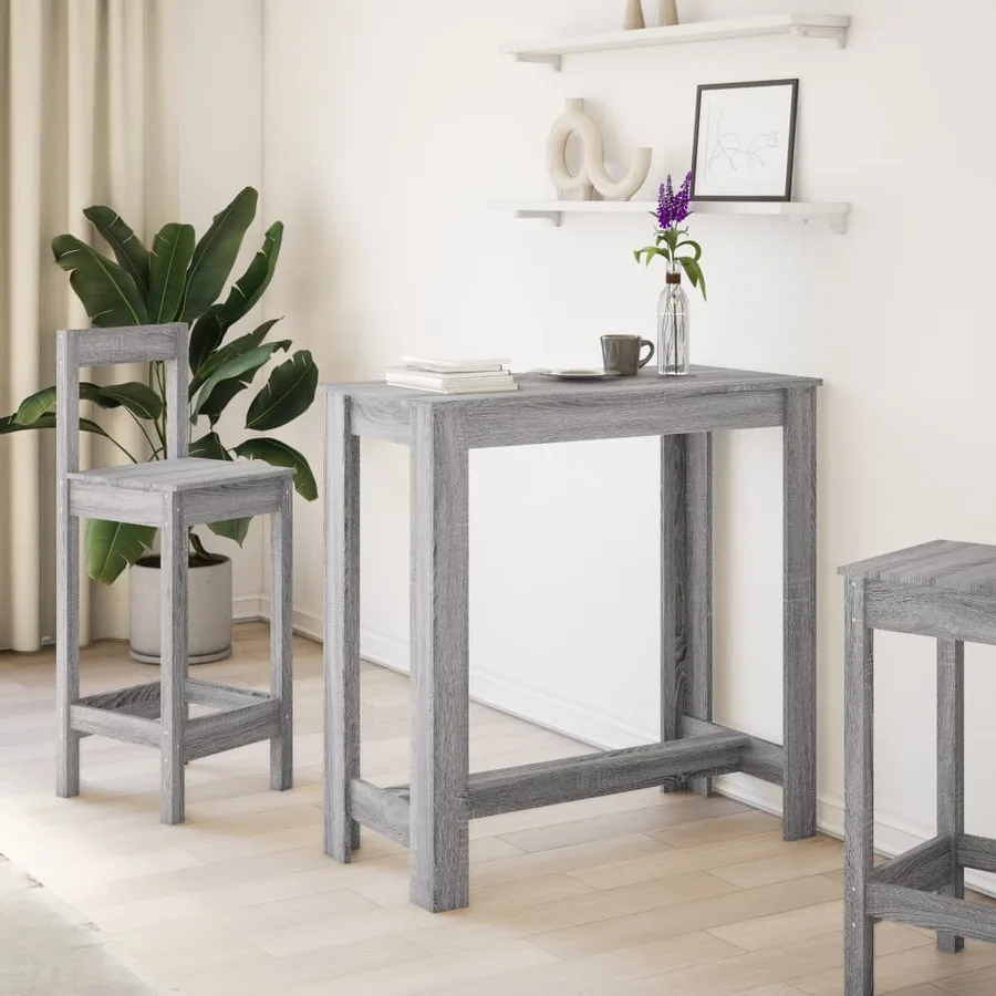 Table de bar sonoma gris 102x50x103,5 cm bois d'ingénierie - 3