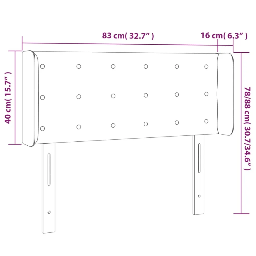 Tête de lit avec oreilles Rose 83x16x78/88 cm Velours - 9