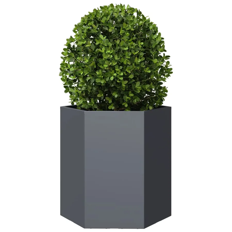 Jardinière anthracite hexagone 46x40x45 cm acier - 3