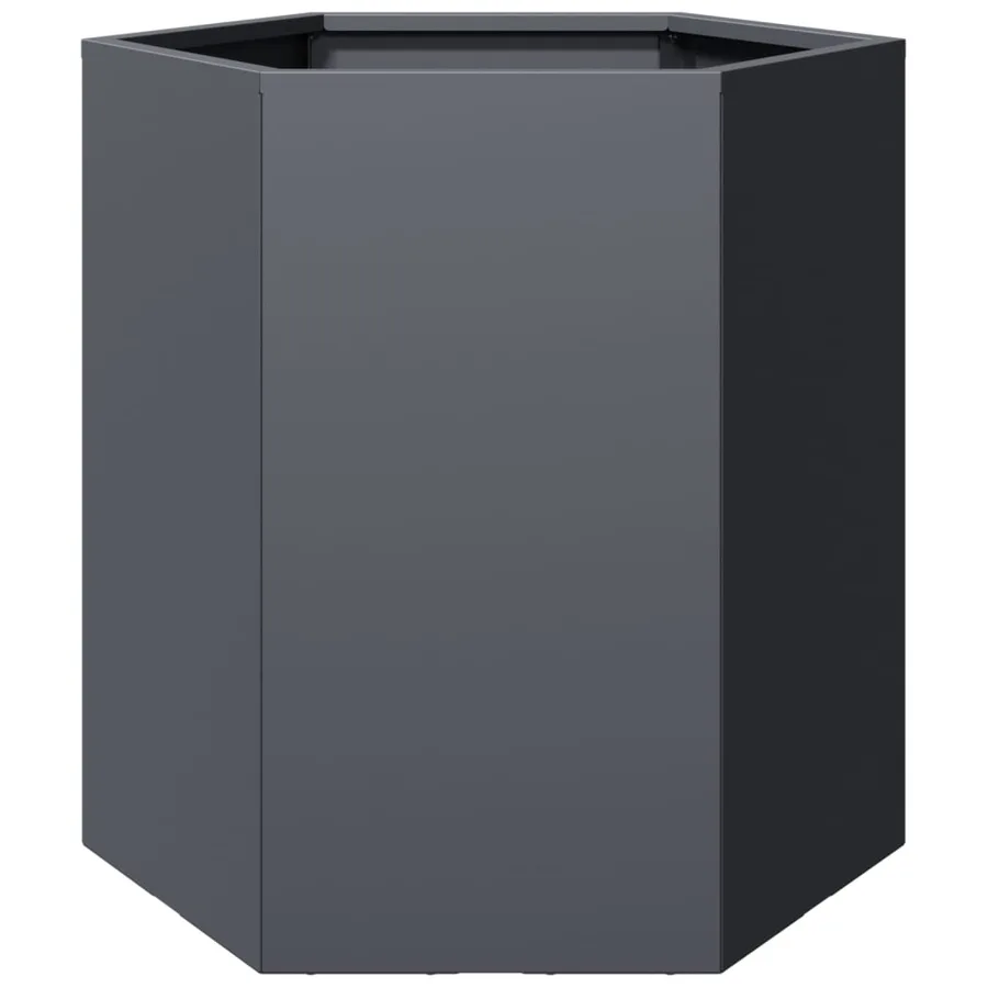 Jardinière anthracite hexagone 46x40x45 cm acier - 6