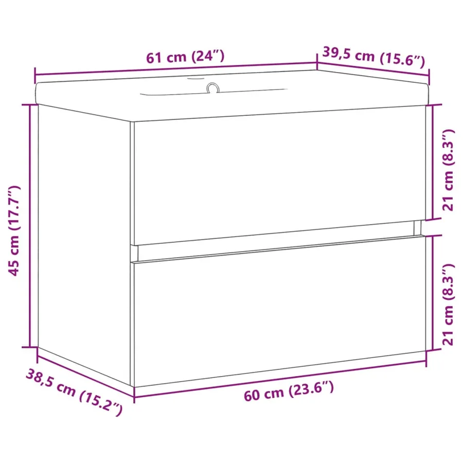 Ensemble de meubles de salle de bain 2 pcs gris béton - 11