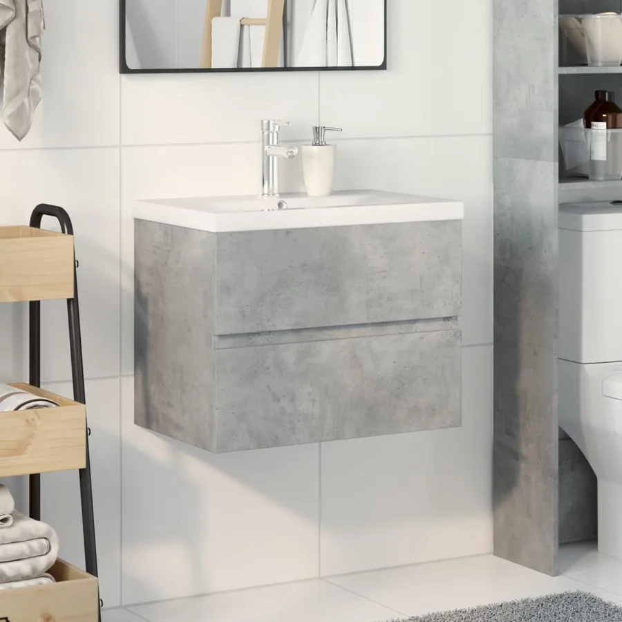 Ensemble de meubles de salle de bain 2 pcs gris béton - 3