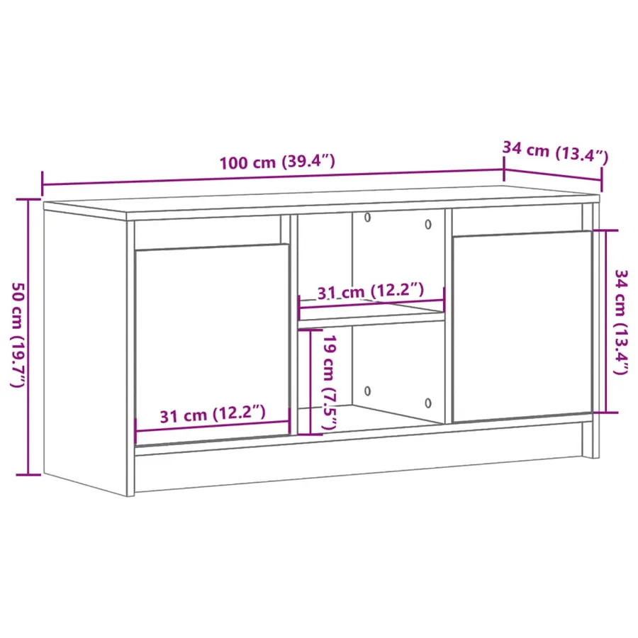 Meuble TV avec LED chêne fumé 100x34x50 cm bois d'ingénierie - 14
