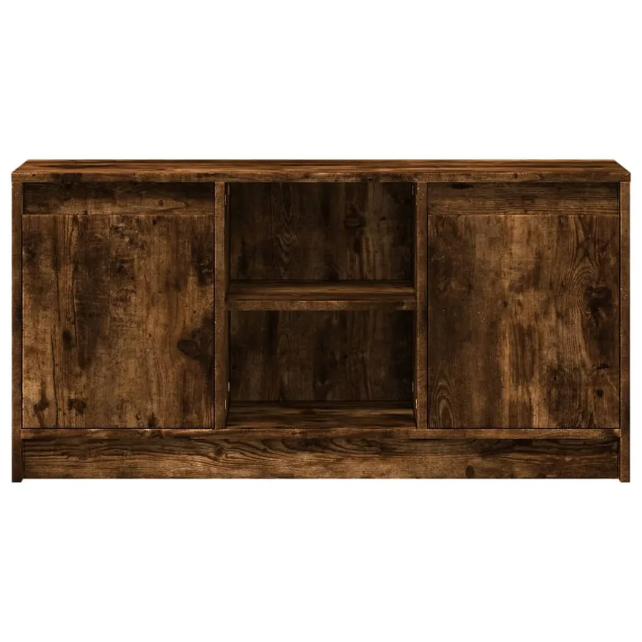 Meuble TV avec LED chêne fumé 100x34x50 cm bois d'ingénierie - 6