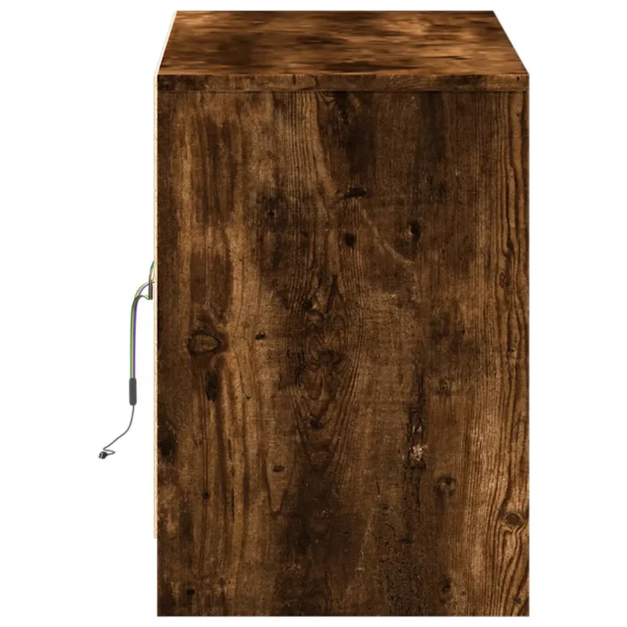 Meuble TV avec LED chêne fumé 100x34x50 cm bois d'ingénierie - 7