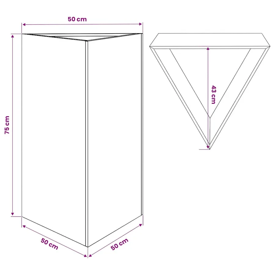 Jardinière blanc triangulaire 50x43x75 cm acier - 10