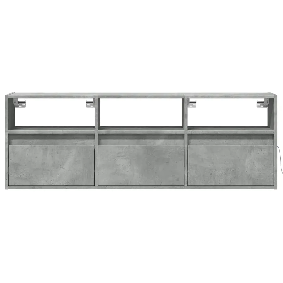 Meuble TV mural avec lumières LED gris béton 130x31x45 cm - 6