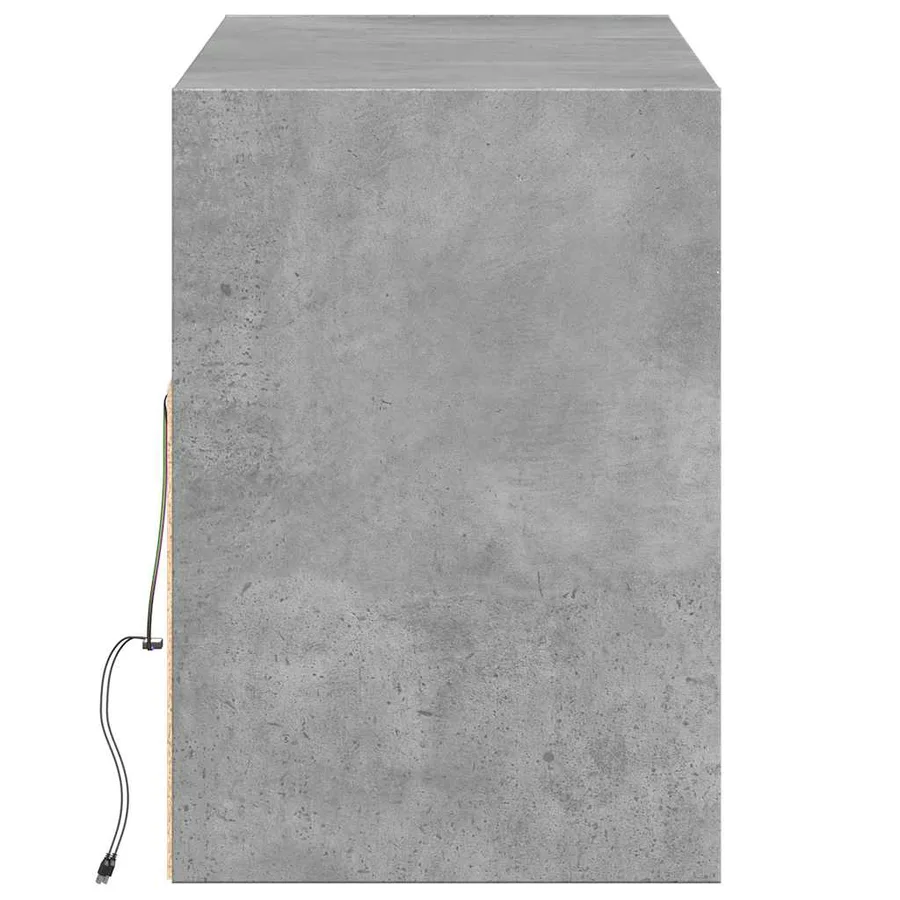 Meuble TV mural avec lumières LED gris béton 130x31x45 cm - 7