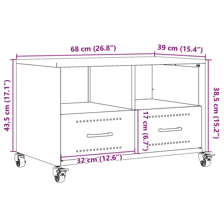 Meuble TV blanc 68x39x43,5 cm acier - 13