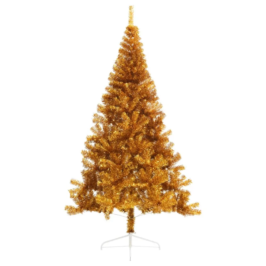 Demi sapin de Noël artificiel avec support doré 240 cm PET - 2
