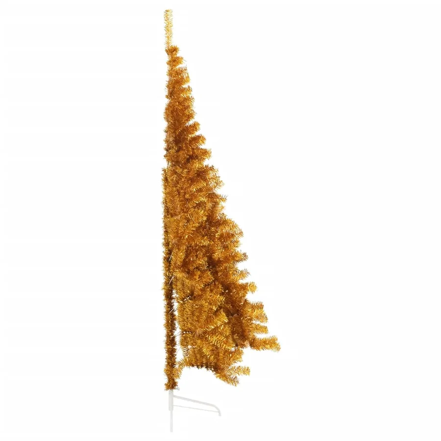 Demi sapin de Noël artificiel avec support doré 240 cm PET - 3
