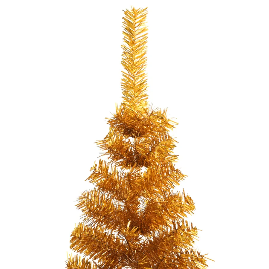 Demi sapin de Noël artificiel avec support doré 240 cm PET - 5