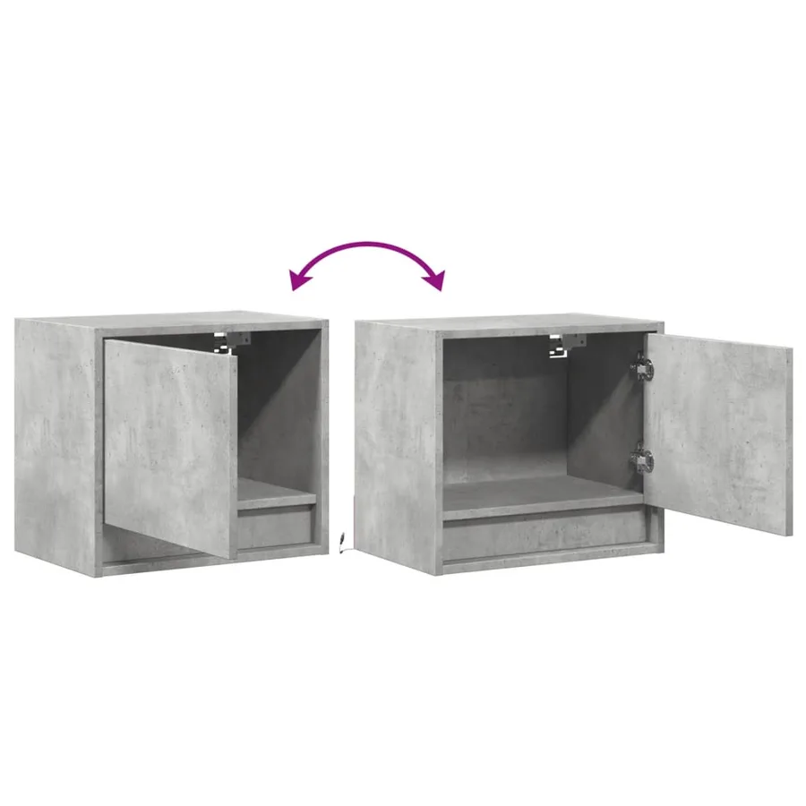 Tables de chevet murales avec lumières LED 2 pcs gris béton - 10