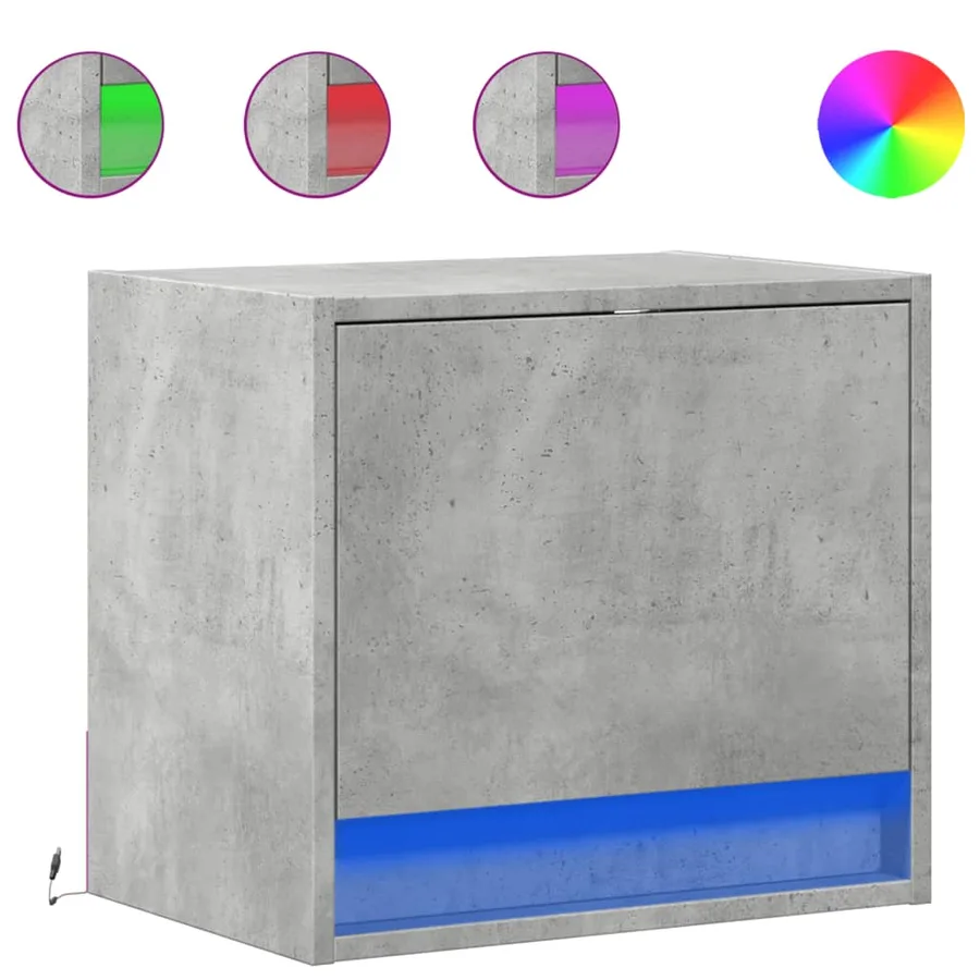 Tables de chevet murales avec lumières LED 2 pcs gris béton - 2