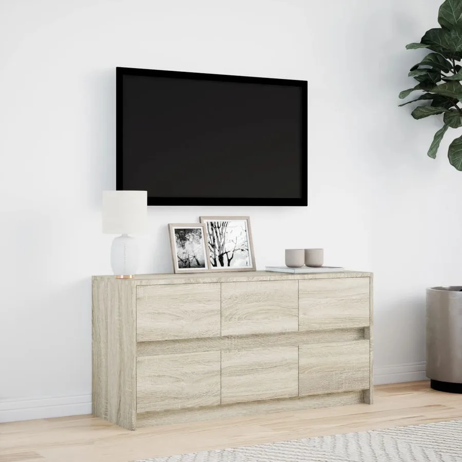 Meuble TV avec LED chêne sonoma 100x34x50 cm bois d'ingénierie - 3