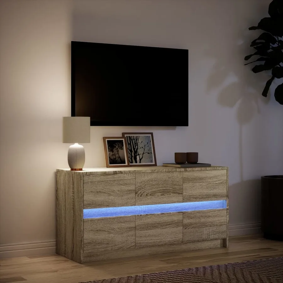 Meuble TV avec LED chêne sonoma 100x34x50 cm bois d'ingénierie - 4