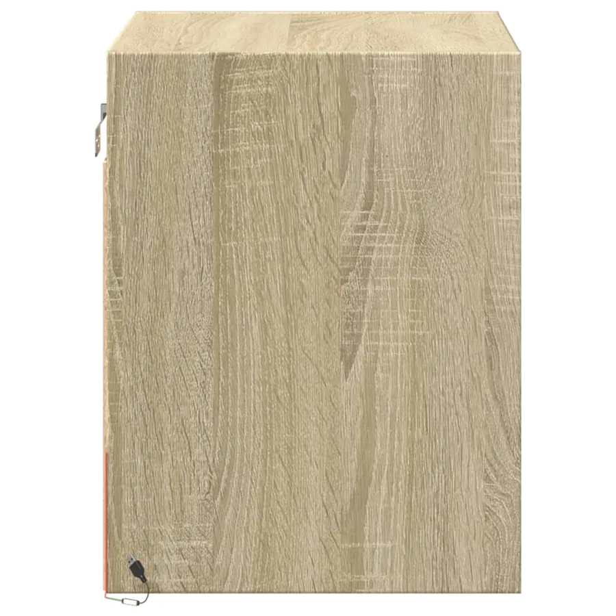 Tables de chevet murales avec lumières LED 2 pcs chêne sonoma - 8