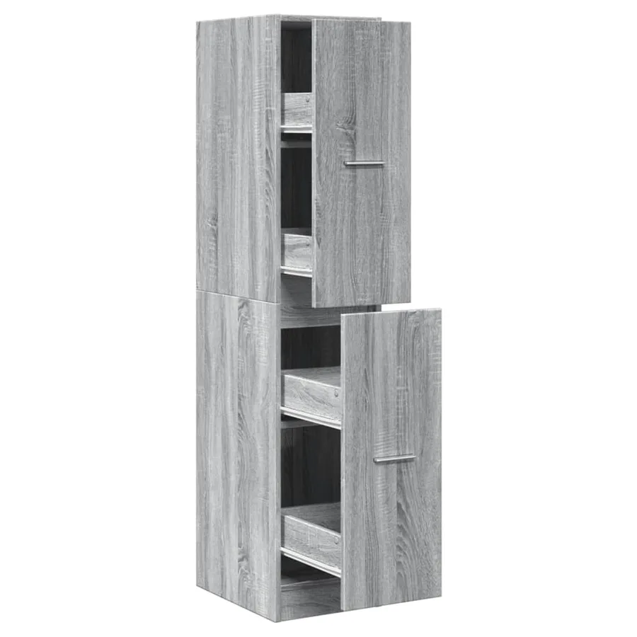 Armoire apothicaire sonoma gris 30x41x144,5cm bois d'ingénierie - 2
