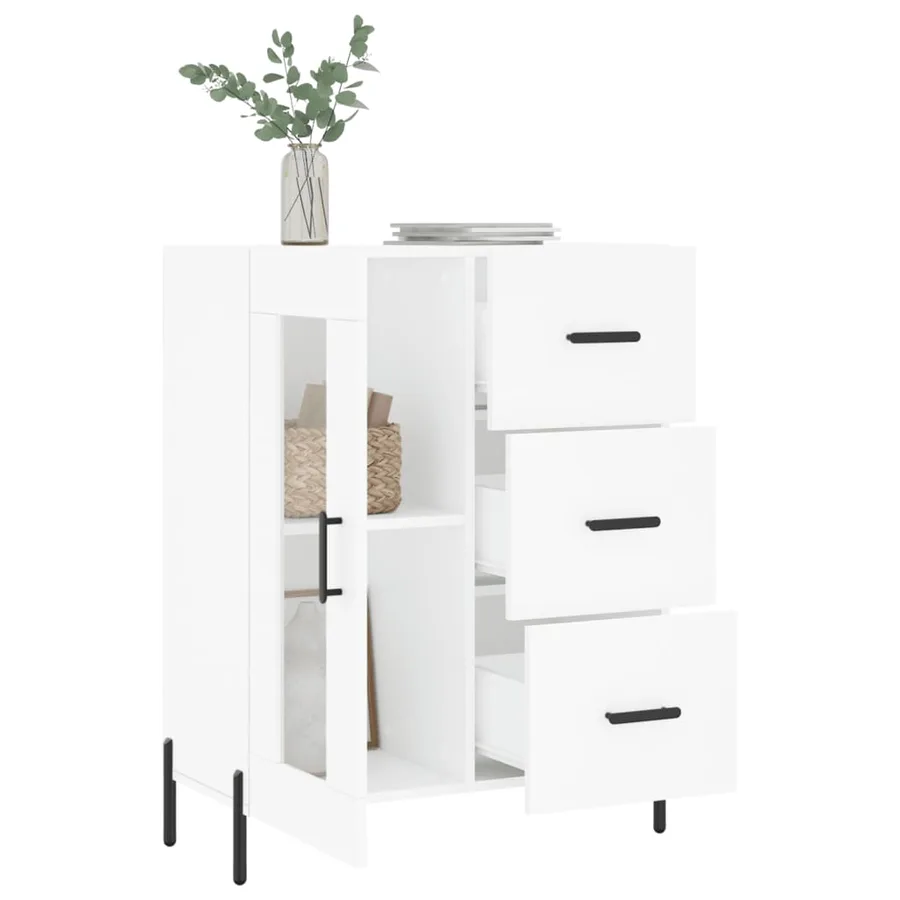 Buffet blanc 69,5x34x90 cm bois d'ingénierie - 4