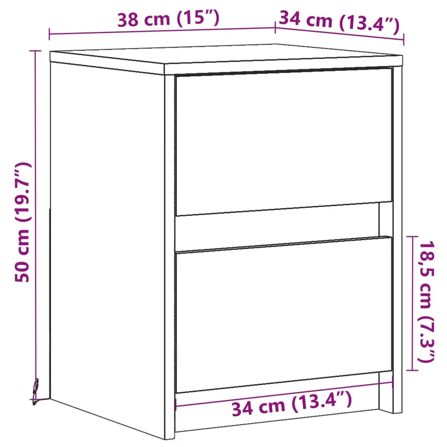 Armoire de chevet avec lumières LED chêne sonoma - 14
