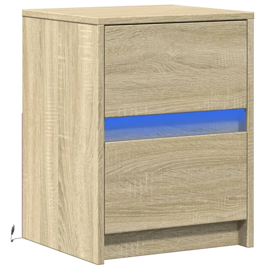 Armoire de chevet avec lumières LED chêne sonoma - 3