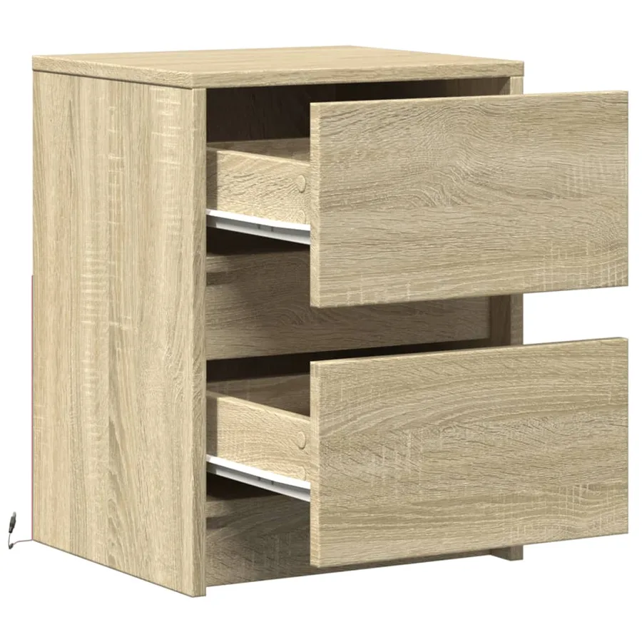 Armoire de chevet avec lumières LED chêne sonoma - 9