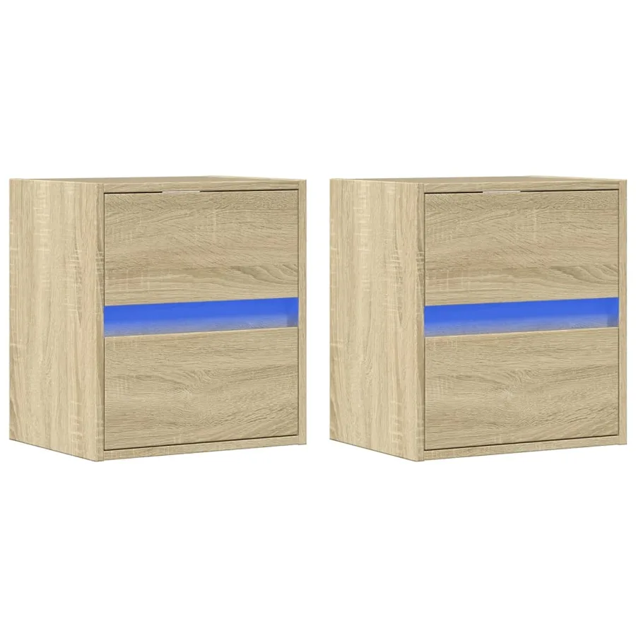 Meubles TV muraux lumières LED 2 pcs chêne sonoma 41x31x45 cm - 3