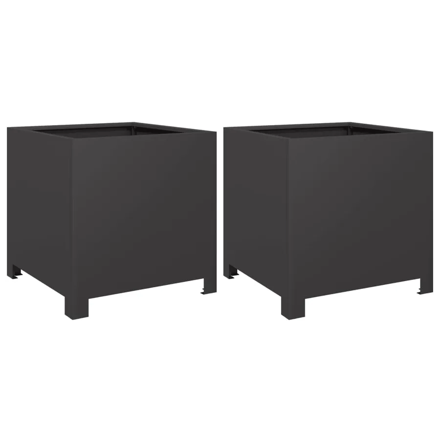 Jardinières 2 pcs noir 40x40x40 cm acier - 2